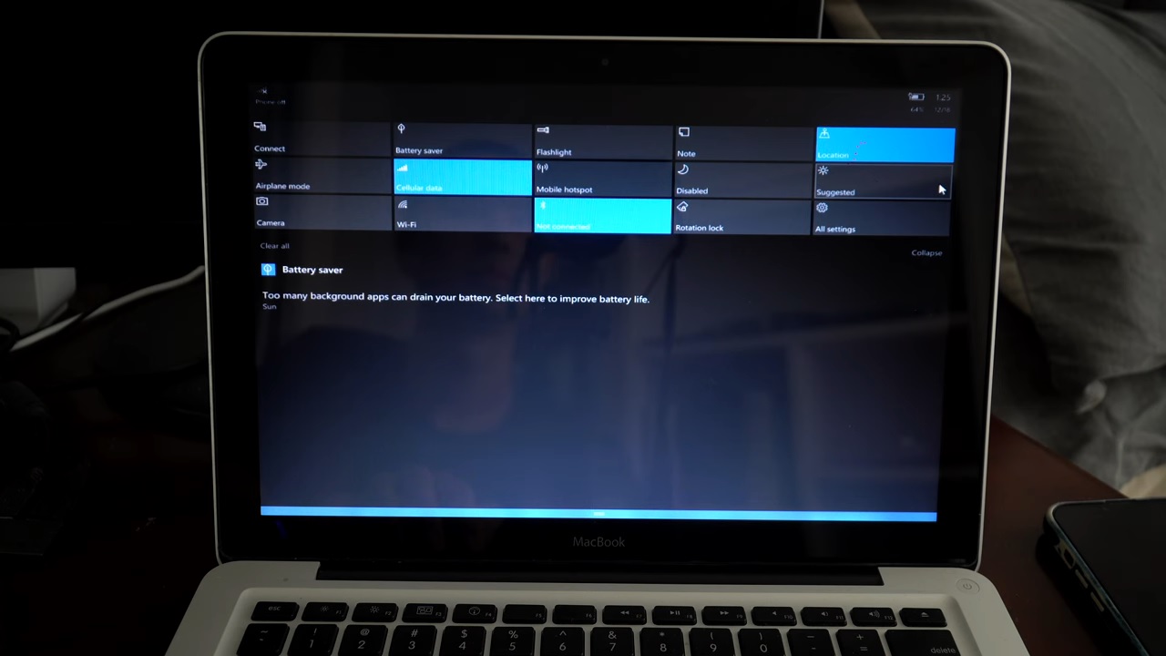 Windows 10 Mobile on MacBook